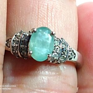 GRANDIDERITE/ZIRCON STERLING RING SIZE 7